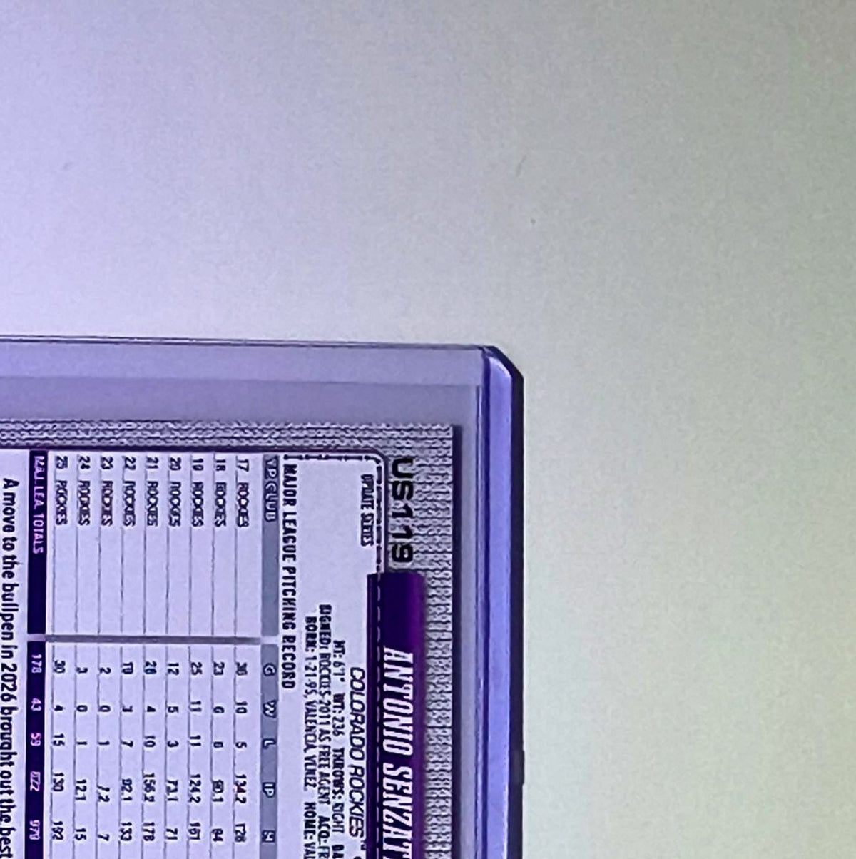 Antonio Senzatela 2026 Topps Update MLB #US119 Card Colorado Rockies