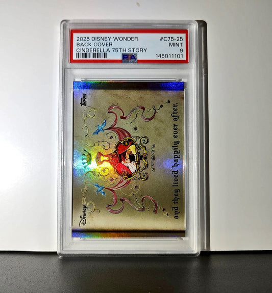 Back Cover 2025 Topps Disney Wonder #C75-25 Card Cinderella 75th Story PSA 9