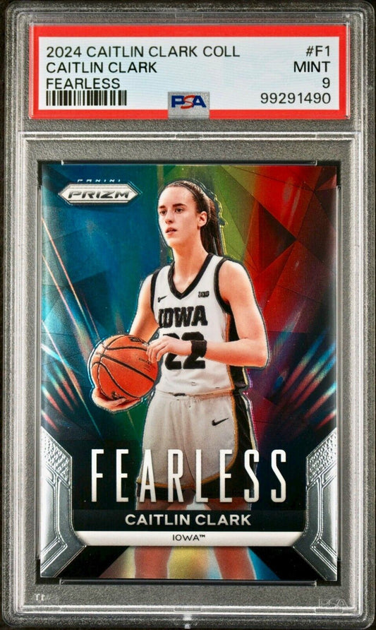 Caitlin Clark 2024 Panini Prizm Fearless #F1 Basketball Card PSA 9 Mint