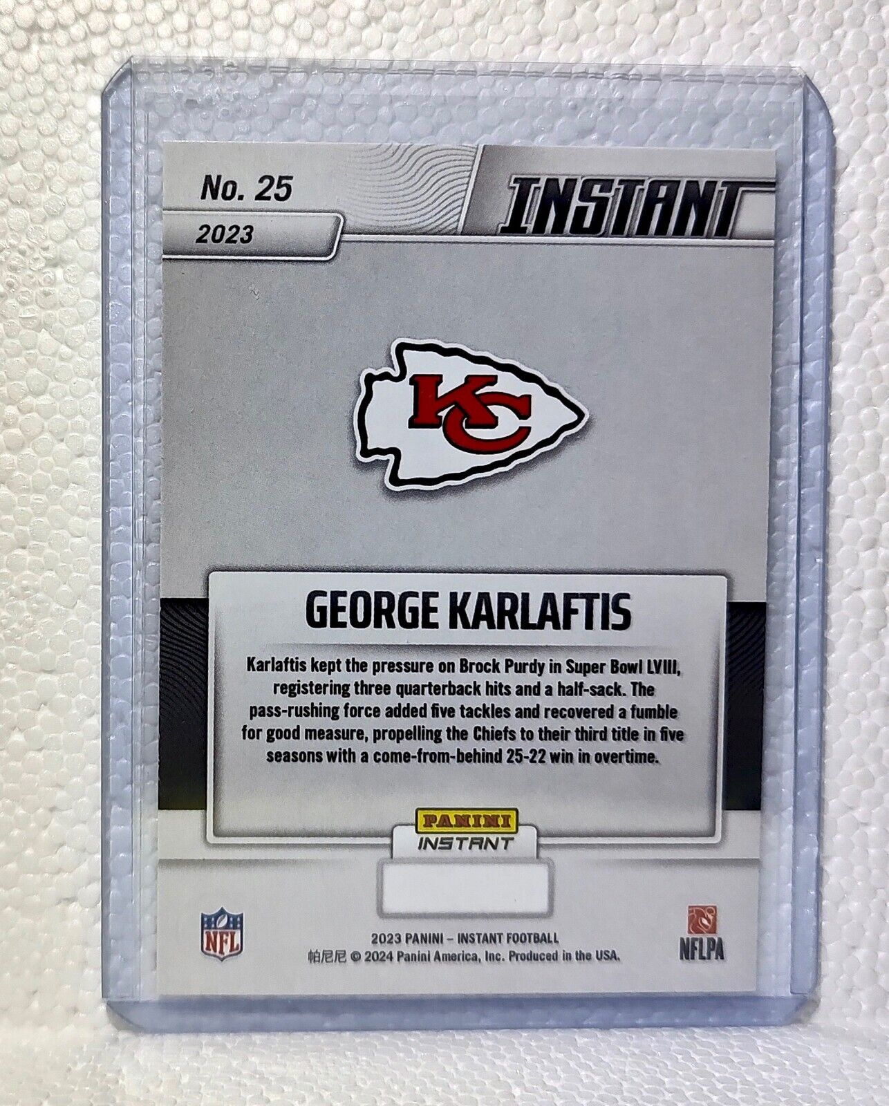 George Karlaftis 2023 Panini NFL Superbowl Champions #25 Card Kansas City Chiefs