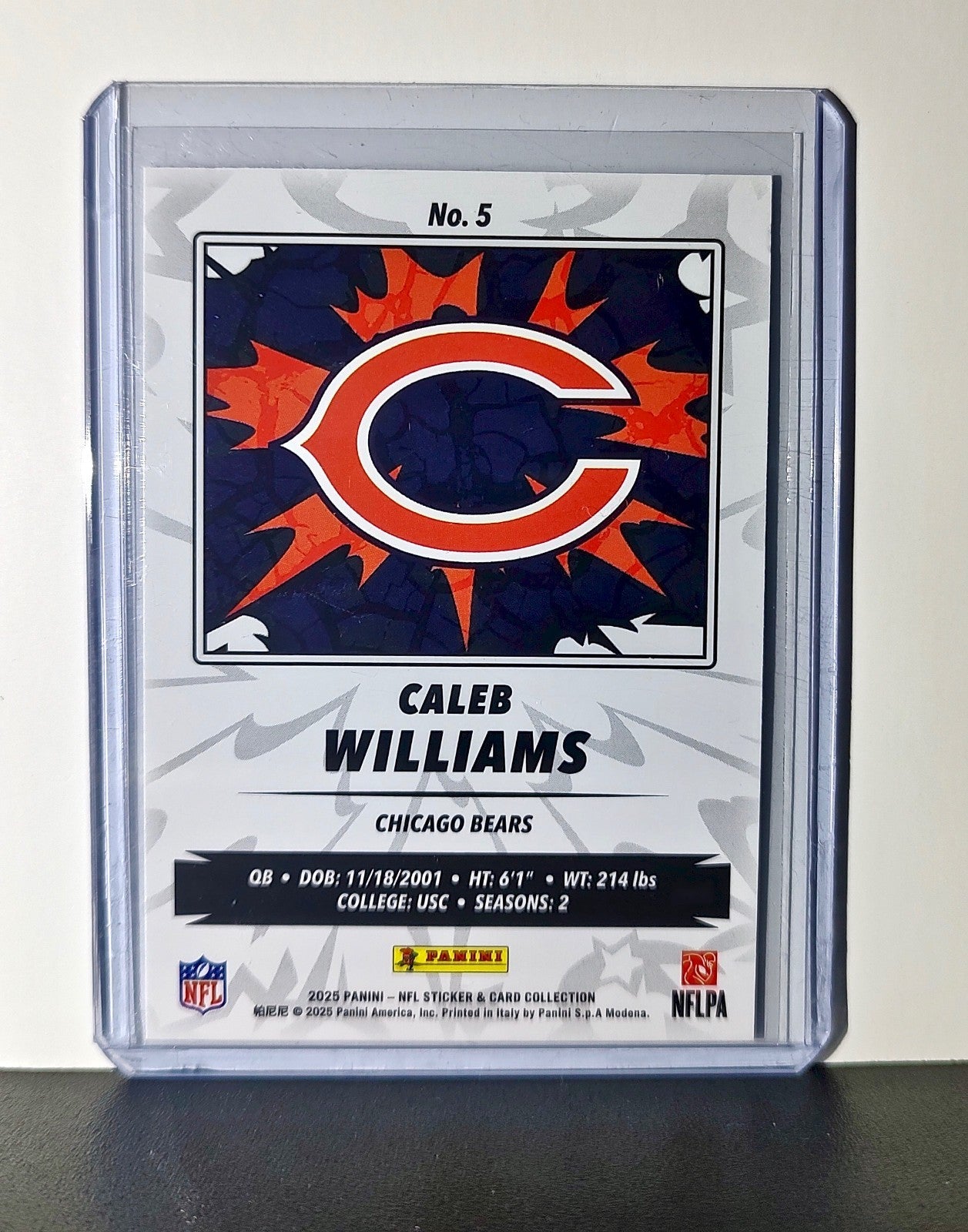 Caleb Williams 2025 Panini NFL #5 Foil Sticker Card Chicago Bears