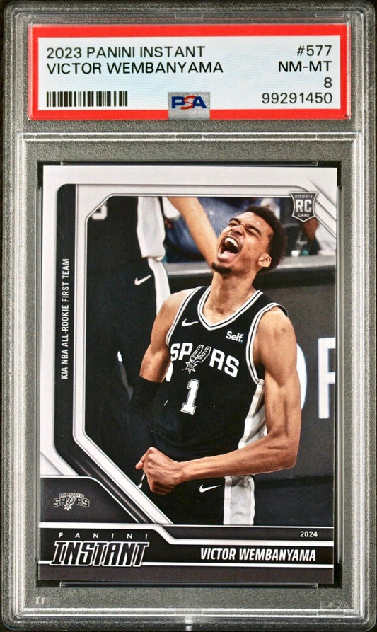 Victor Wembanyama 2023 Panini NBA All-Rookie 1st Team #577 Rookie Card PSA 8