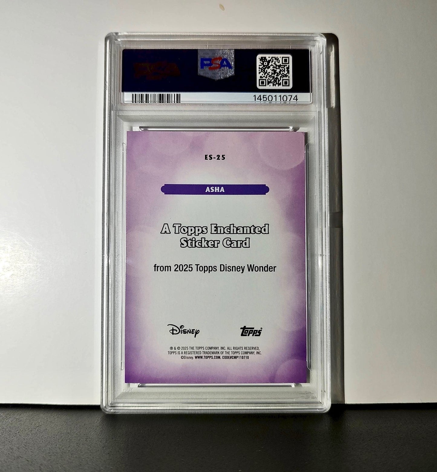 Asha 2025 Topps Disney #ES-25 Enchanted Sticker Card Wish PSA 8