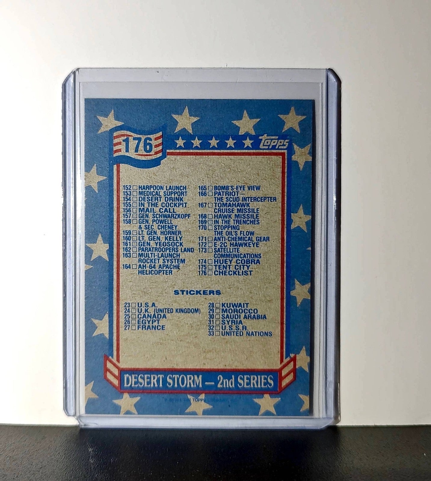 Checklist: 89–176 1991 Topps Desert Storm #176 Card
