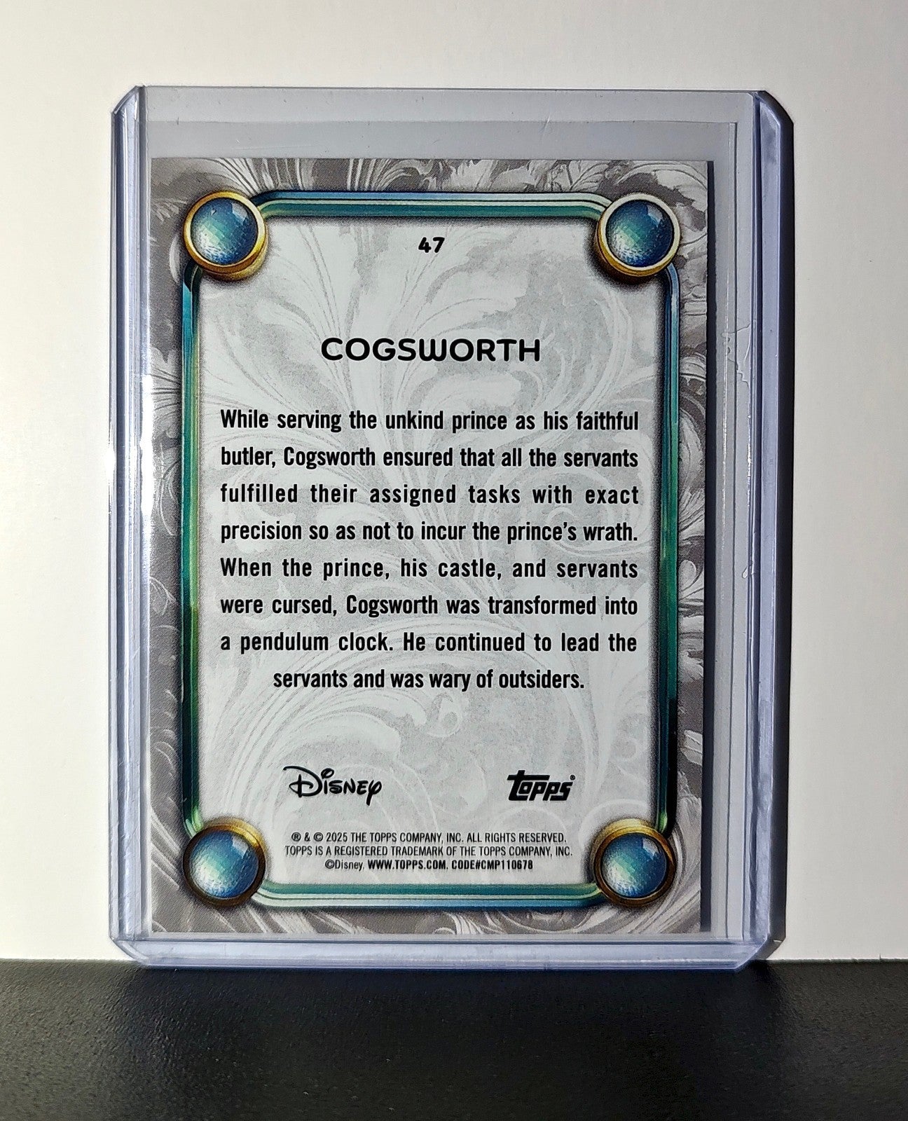 Cogsworth 2025 Topps Disney Wonder #47 Card Beauty and the Beast