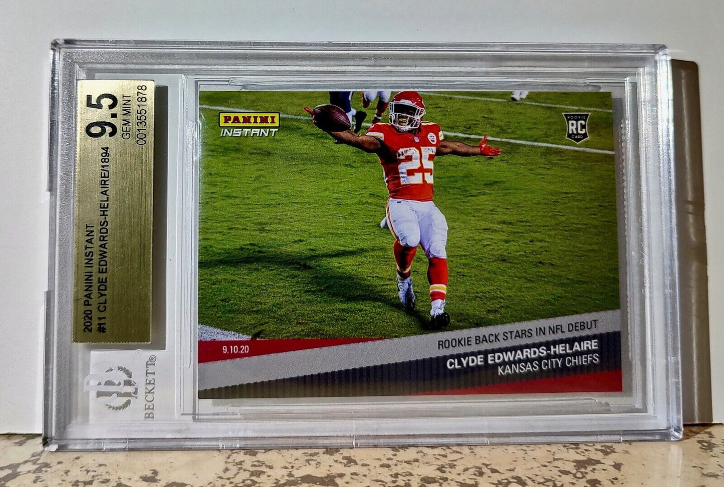 Clyde Edwards-Helaire 2020 Panini NFL #11 Rookie 1 of 1894 BGS 9.5 KC Chiefs