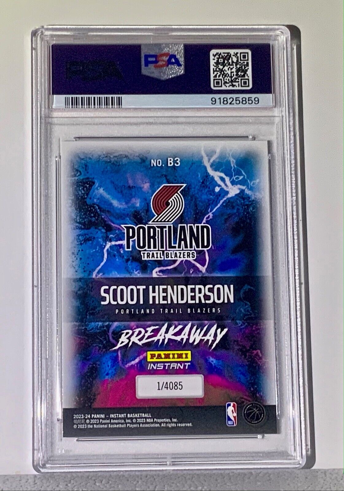 Scoot Henderson 2023-24 Panini NBA Breakaway #3 Rookie Card 1 of 4085 PSA 10 GEM