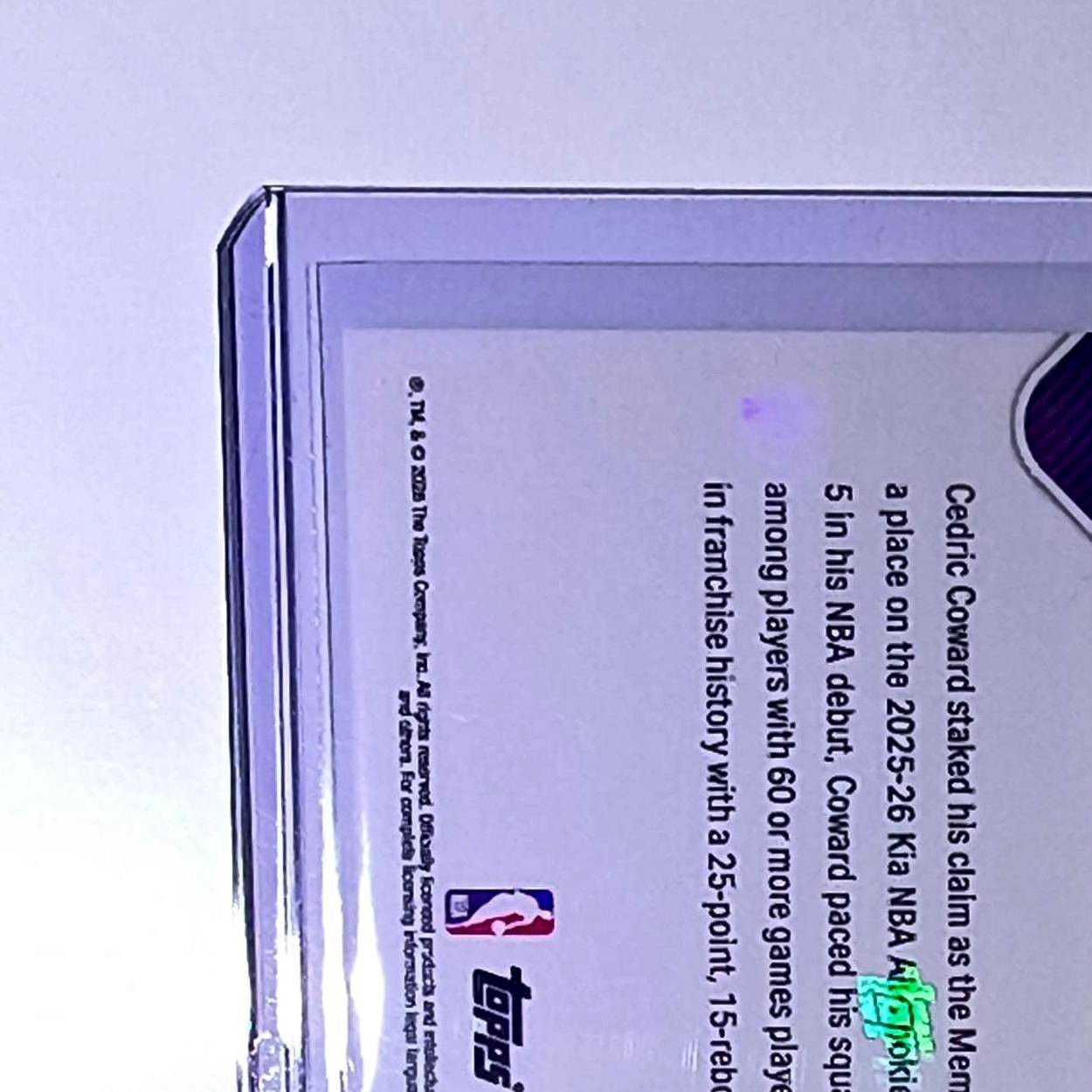 Cedric Coward Rookie 2025-26 Topps Now NBA All-Rookie 1st Team Memphis Grizzlies