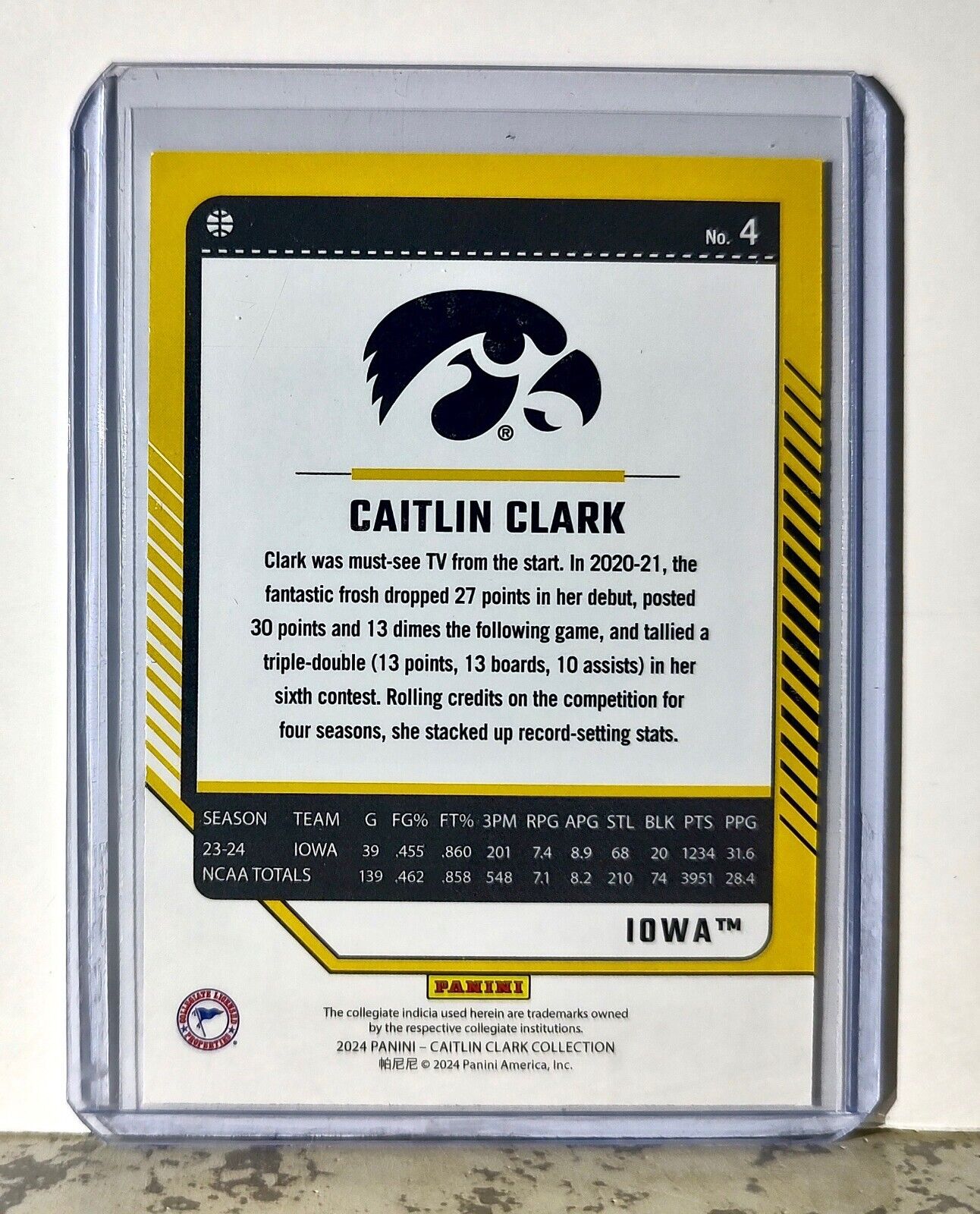 2024 Caitlin Clark Panini Donruss #4 Basketball Card Iowa Hawkeyes