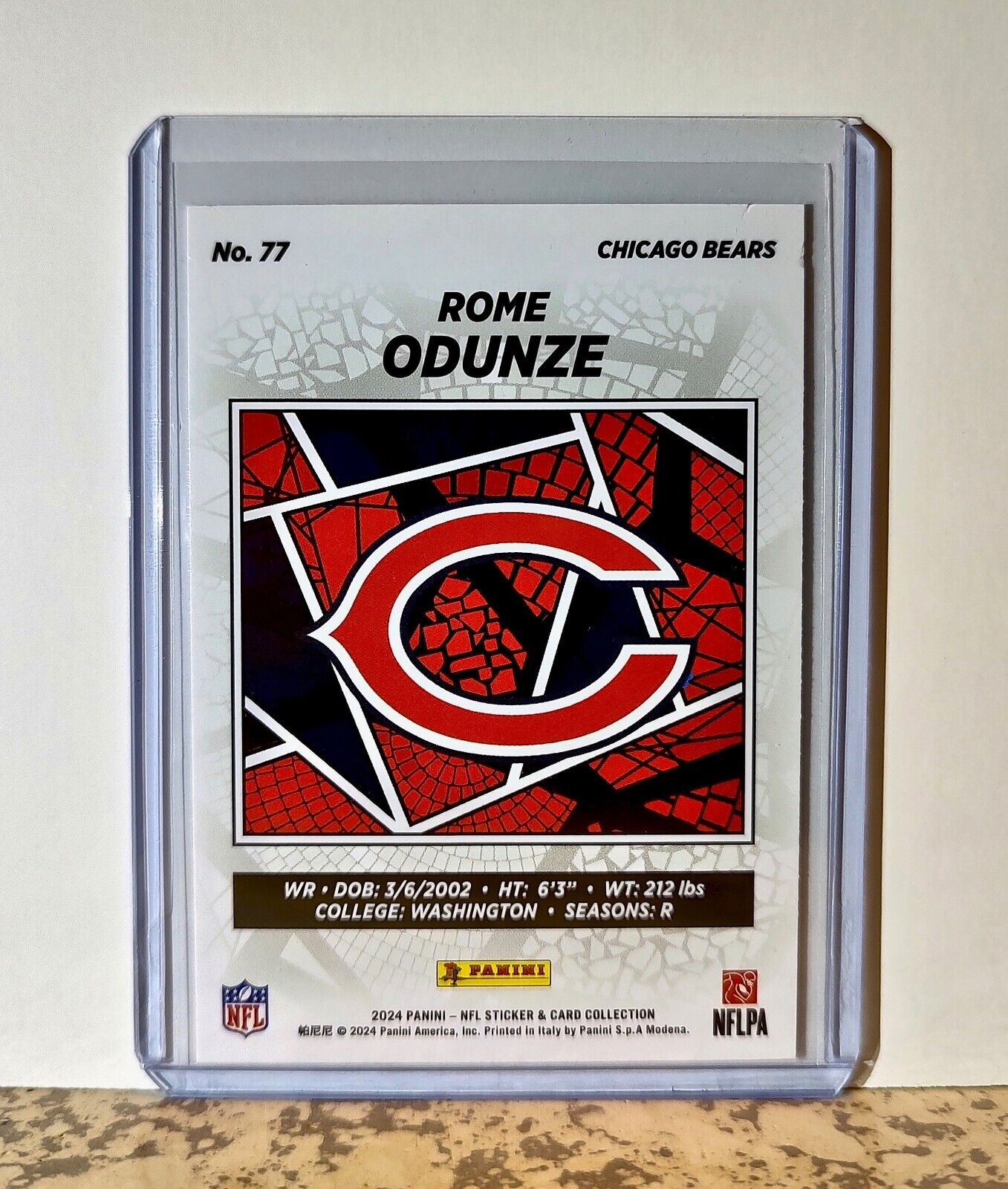 Rome Odunze 2024 Panini NFL #77 Rookie Sticker Card Chicago Bears