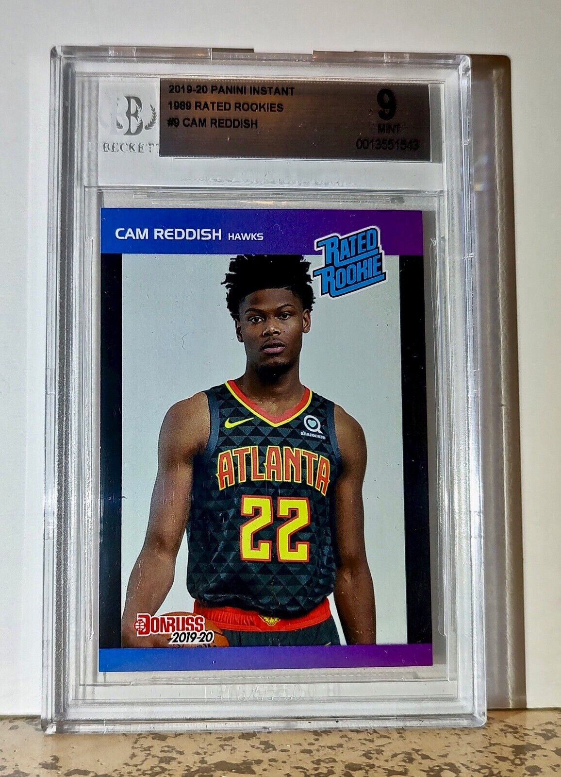 Cam Reddish 2019-20 Panini NBA #9 Rated Rookies Card 1/3431 BGS 9 Mint Hawks