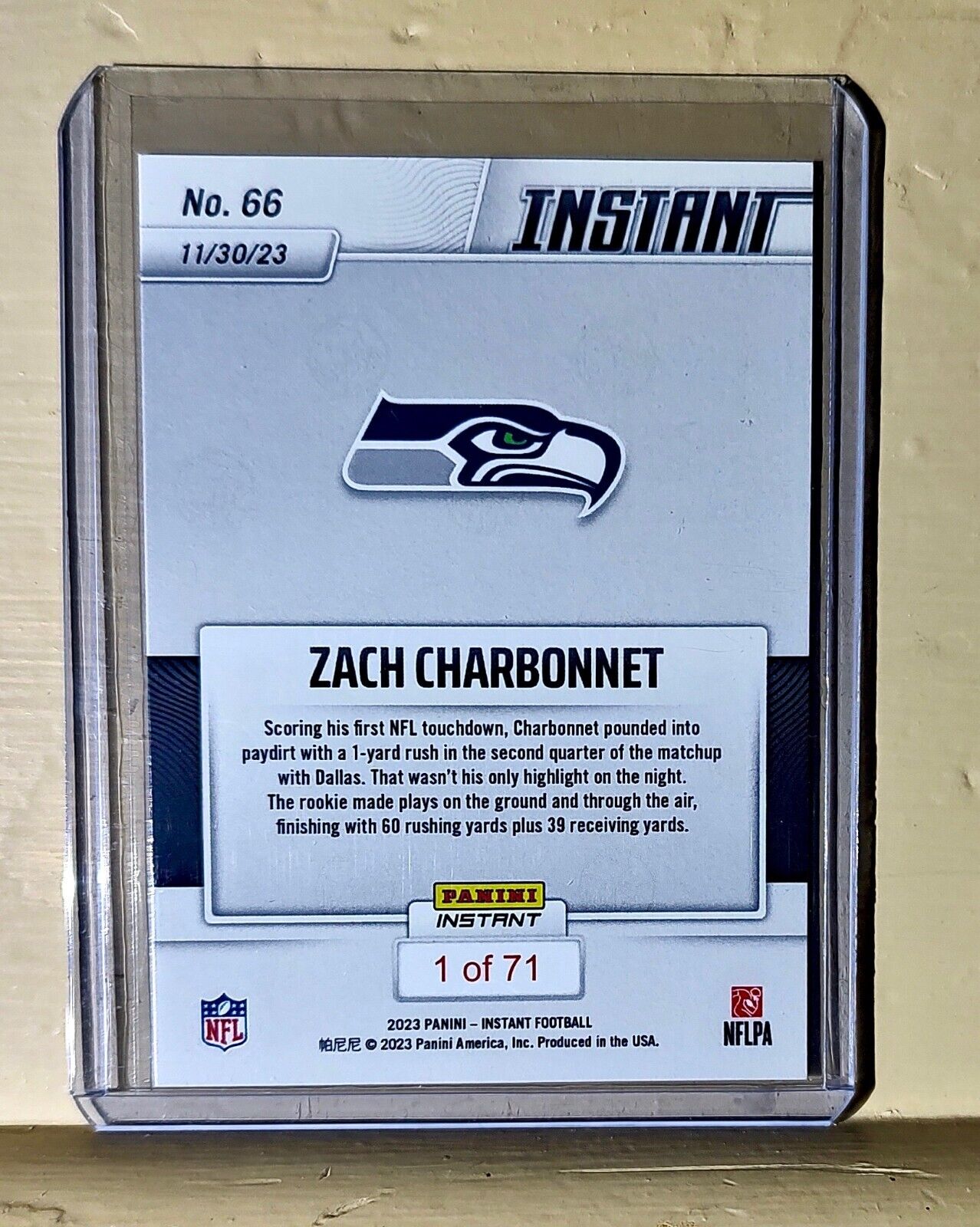 Zach Charbonnet 2023 Panini NFL Rookie Football #66 Card 1 of 71 Seahawks