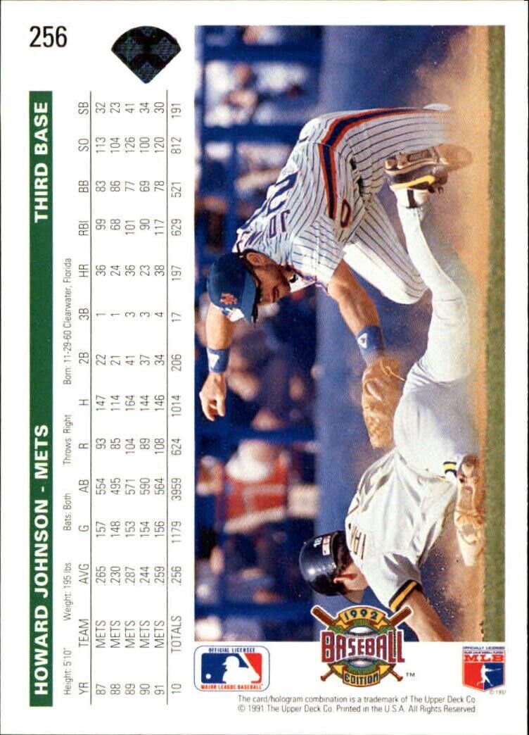 Howard Johnson 1992 Upper Deck MLB #256 Baseball Card New York Mets