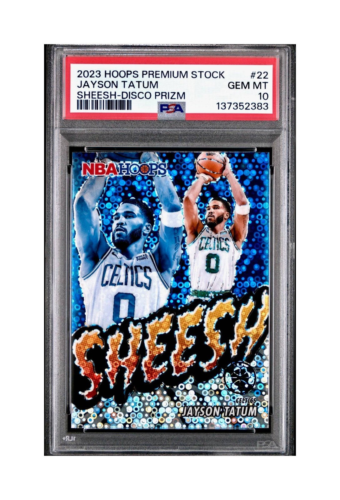 Jayson Tatum 2023 Panini Hoops Premium Sheesh #22 Disco Prizm PSA 10 Gem Mint
