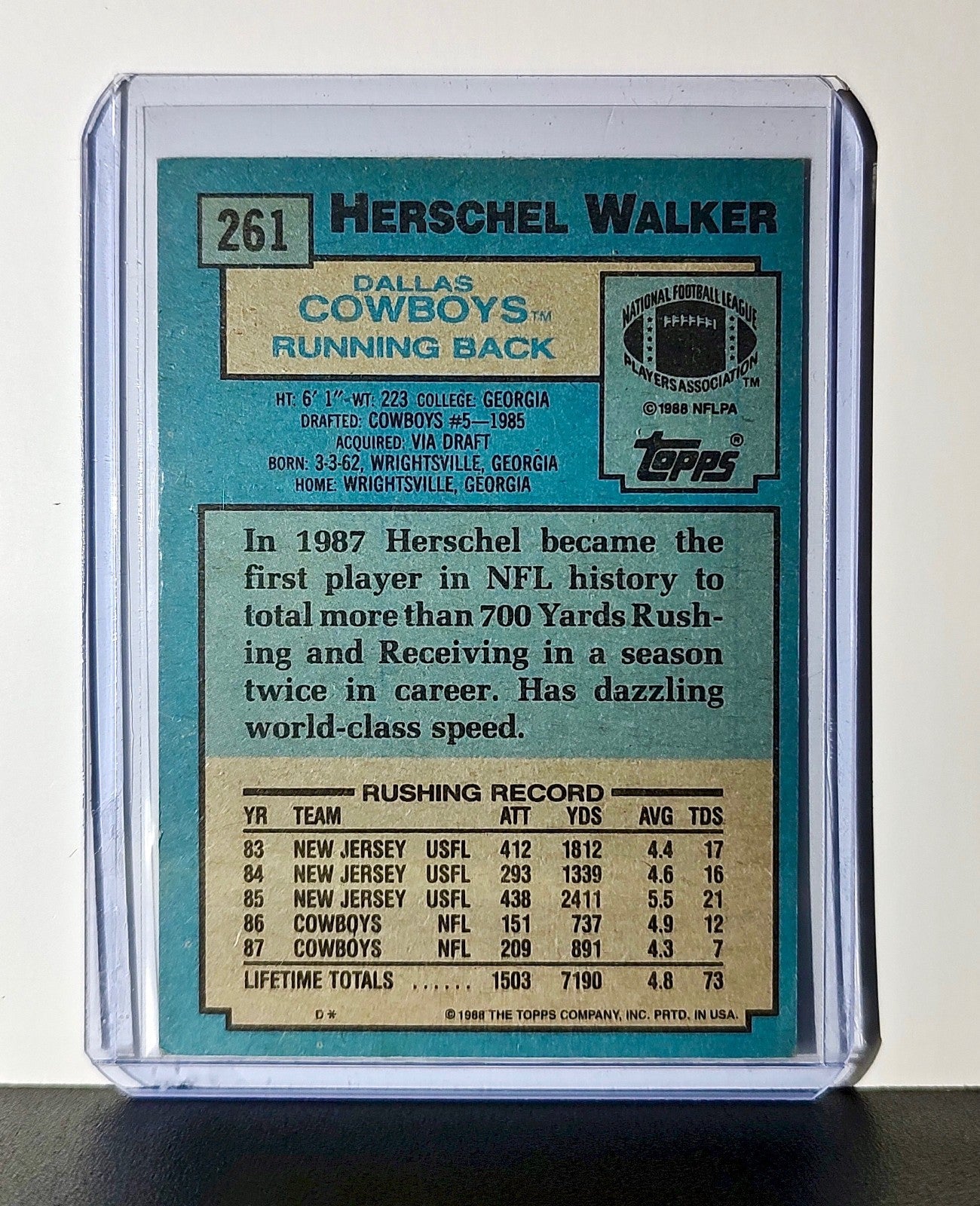 Herschel Walker 1988 Topps NFL #261 Card Dallas Cowboys