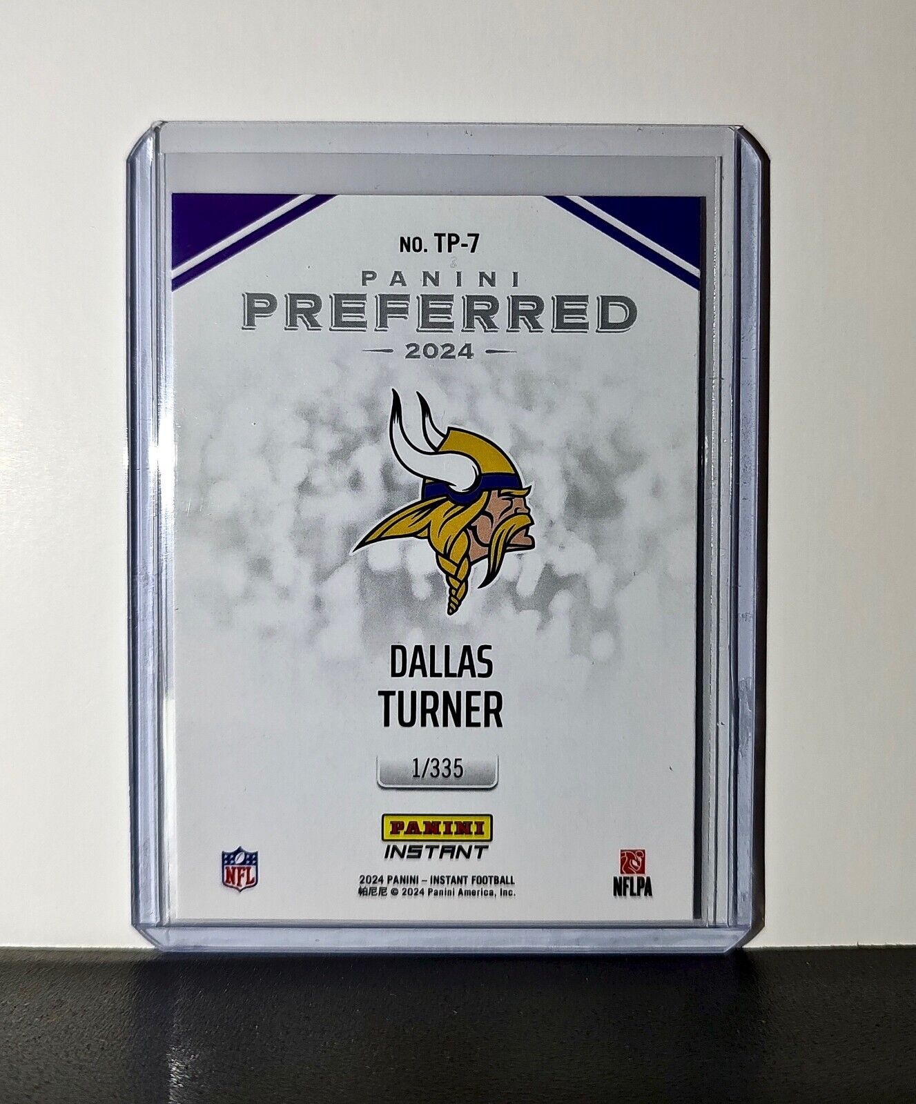 Dallas Turner 2024 Panini Preferred NFL #7 Rookie Card Minnesota Vikings 1/335