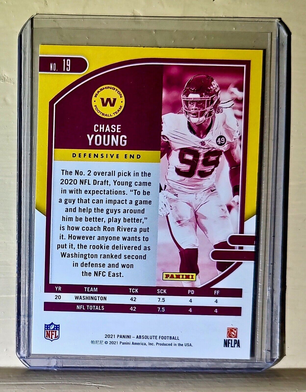 Chase Young 2021 Panini NFL Absolute #19 Card Washington Football Team