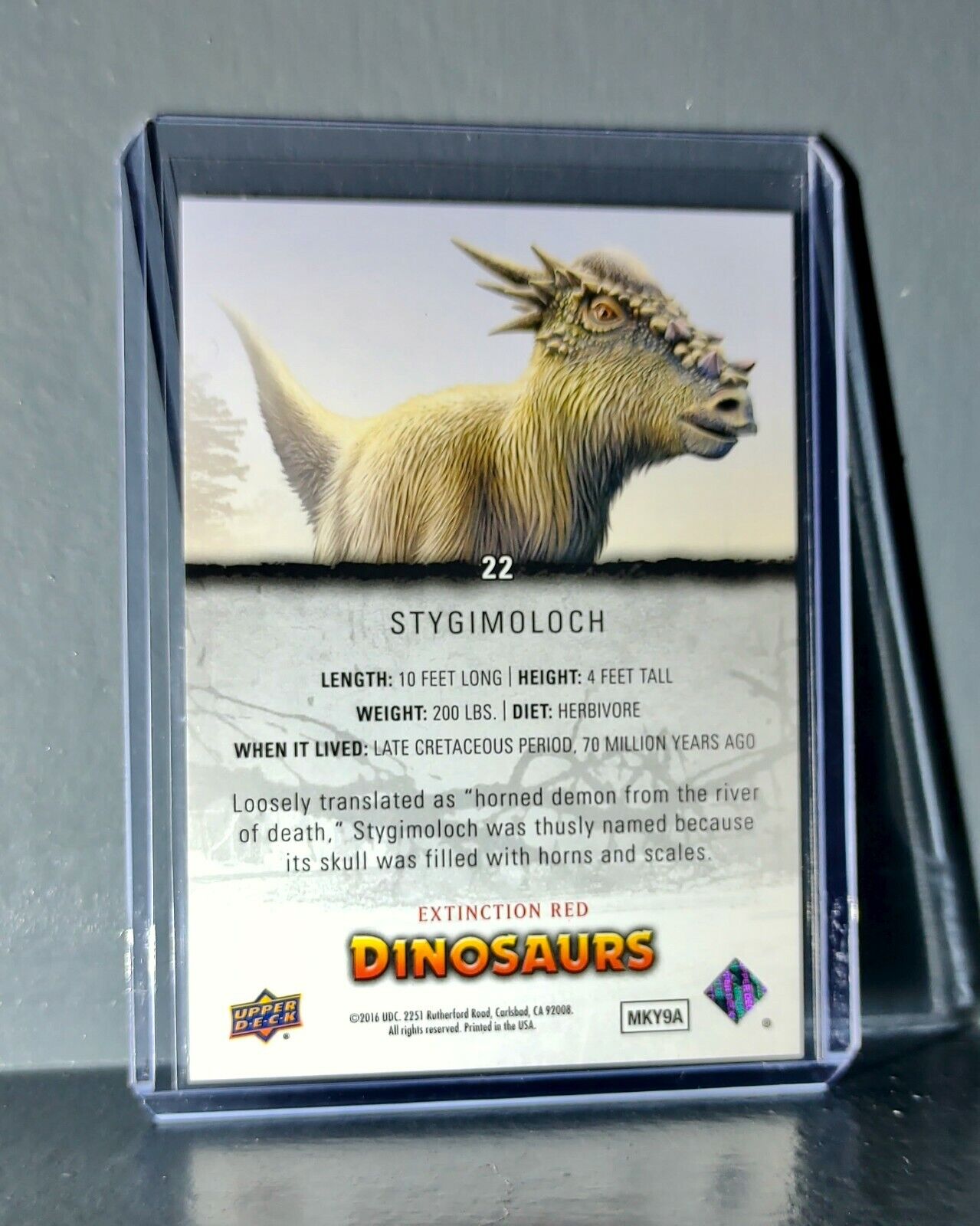 2015 Upper Deck Dinosaurs Stygimoloch Extinction Red Parallel #22 Card