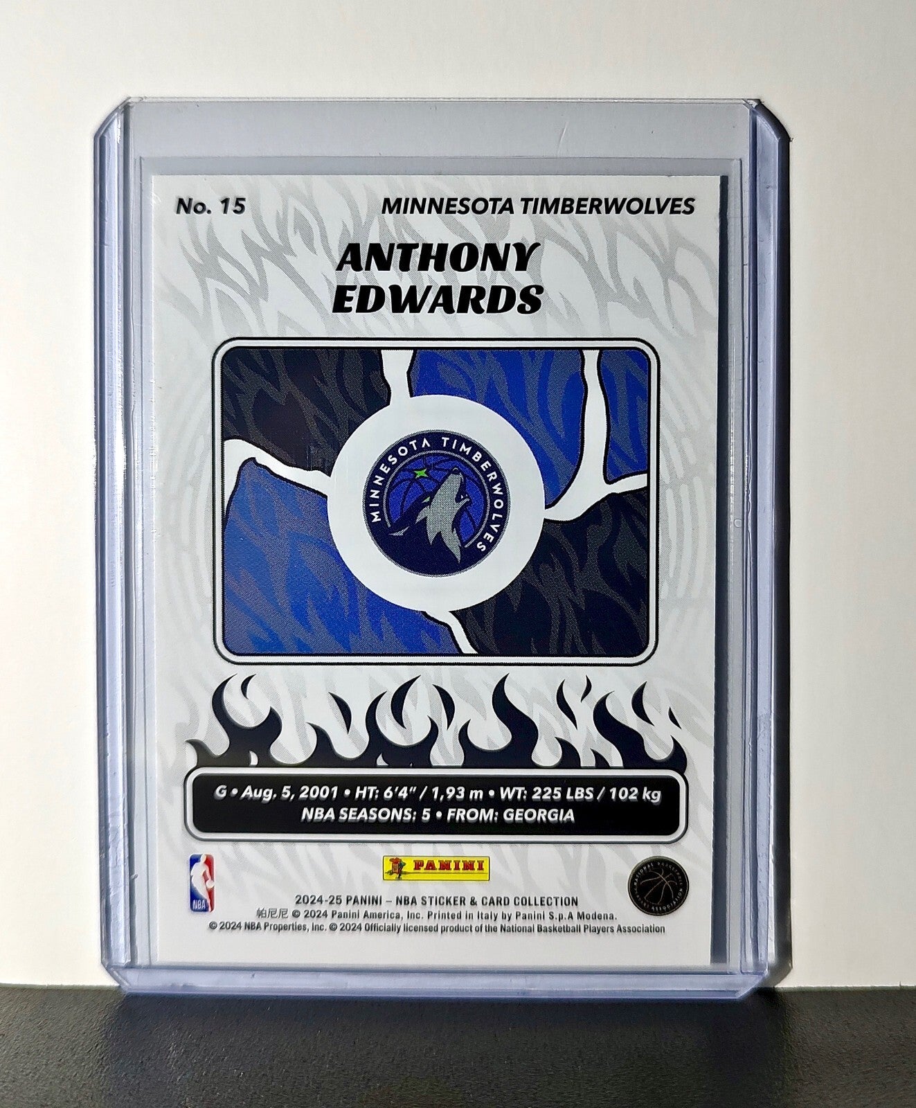 Anthony Edwards 2024-25 Panini NBA #15 Sticker Card Minnesota Timberwolves