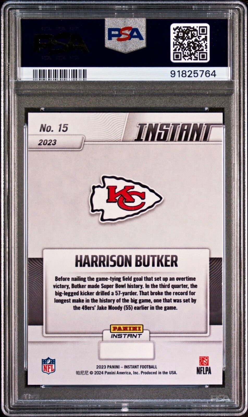 Harrison Butker 2023 Panini NFL Superbowl Champions #15 Card PSA 10 Gem Mint