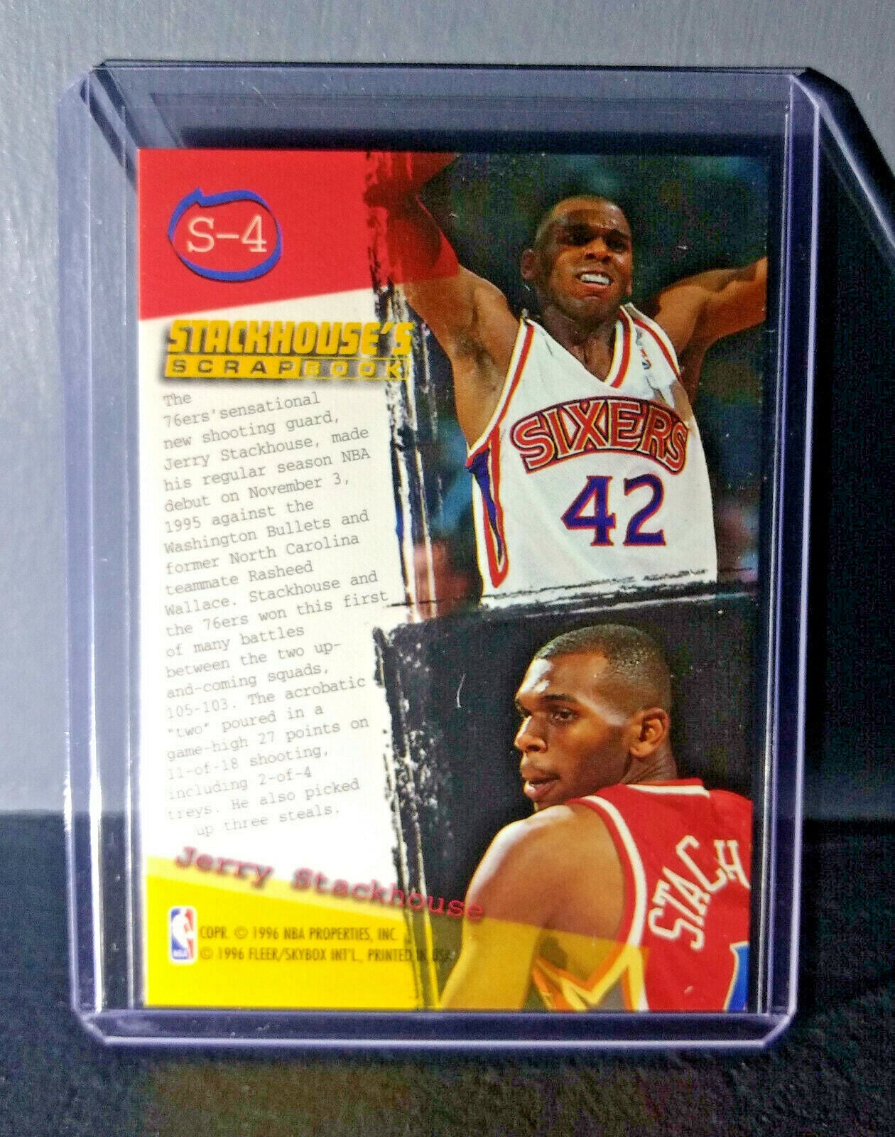 1995-96 Jerry Stackhouse Fleer Ultra Stackhouse's Scrapbook #S-4 Basketball Card