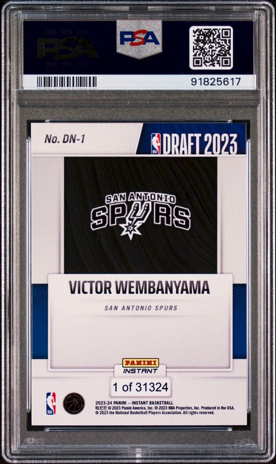 Victor Wembanyama 2023-24 Panini NBA Draft Night Rookie Card PSA 9 Mint