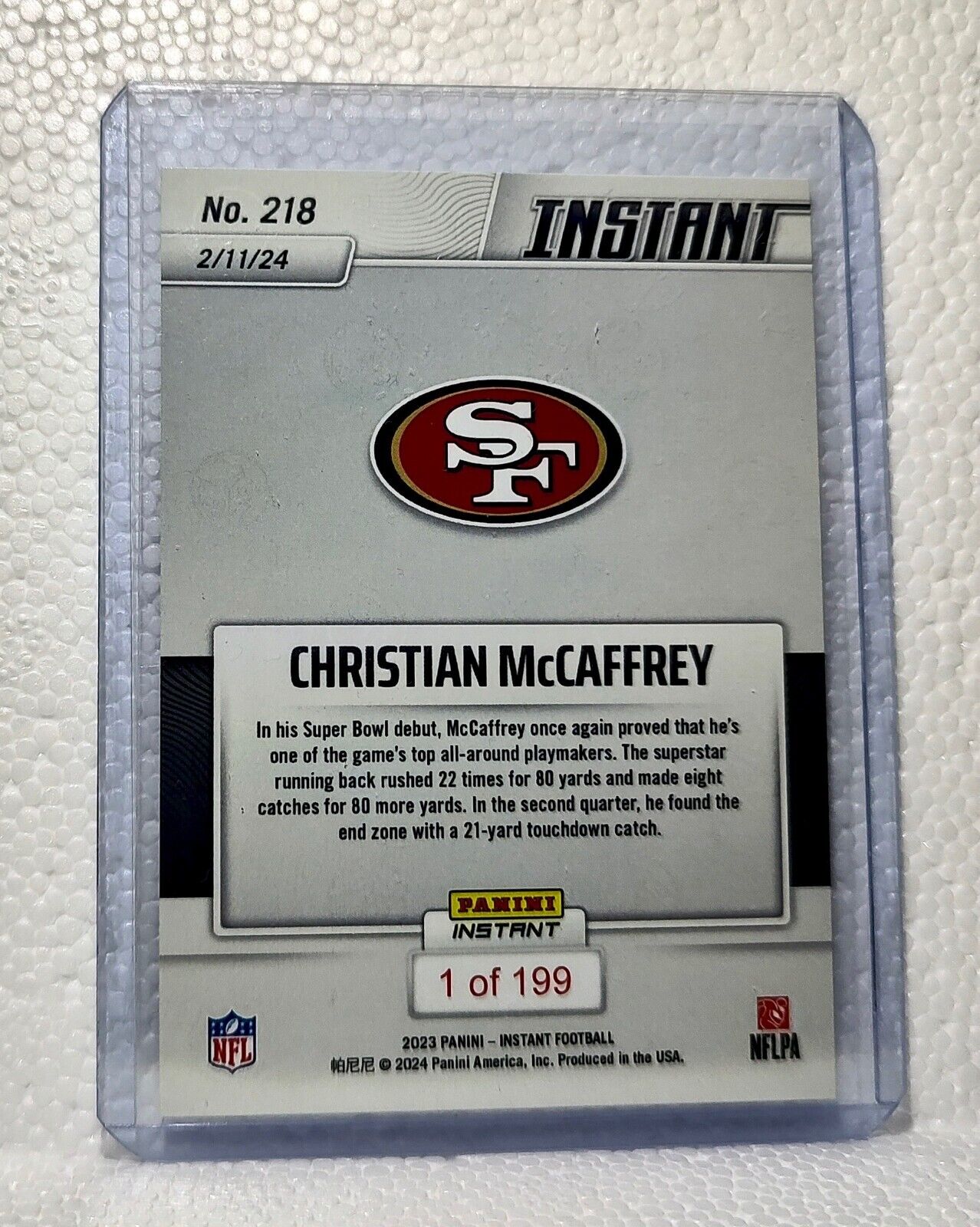 Christian McCaffrey 2023 Panini NFL #218 Superbowl Card 1 of 199