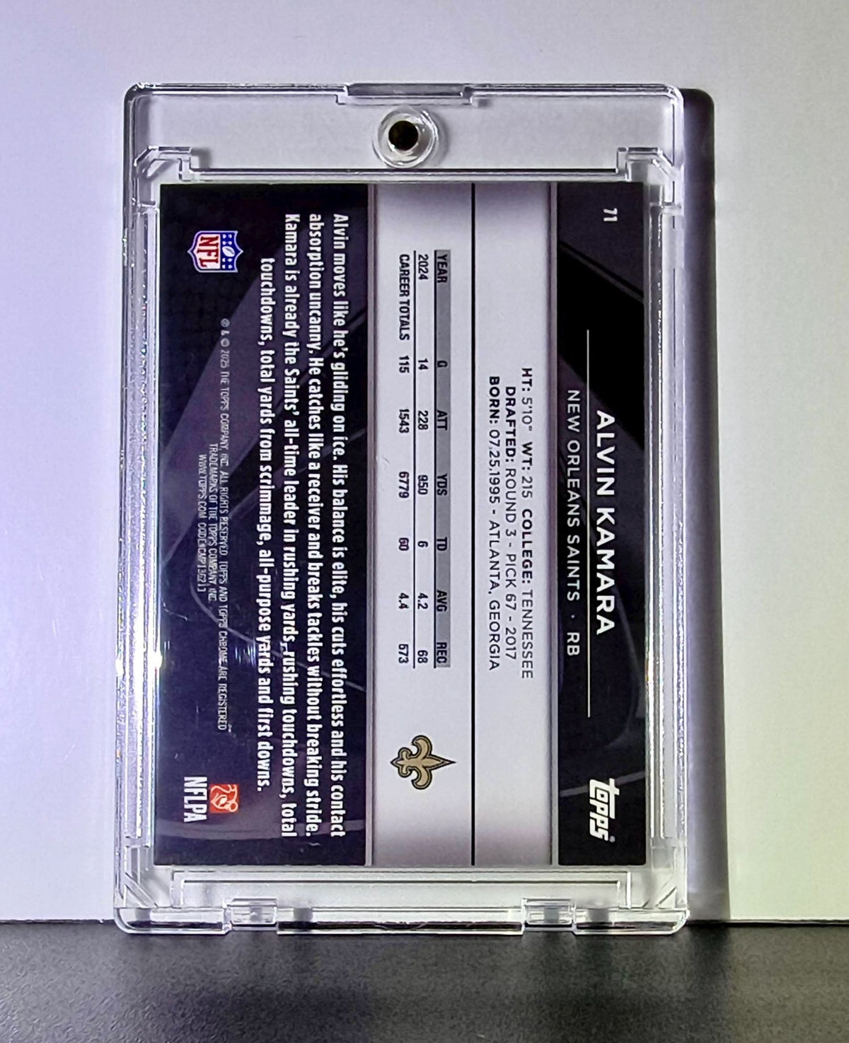 Alvin Kamara 2025 NFL Topps Chrome Black #71 Mini Diamond Gold Refractor 09/50