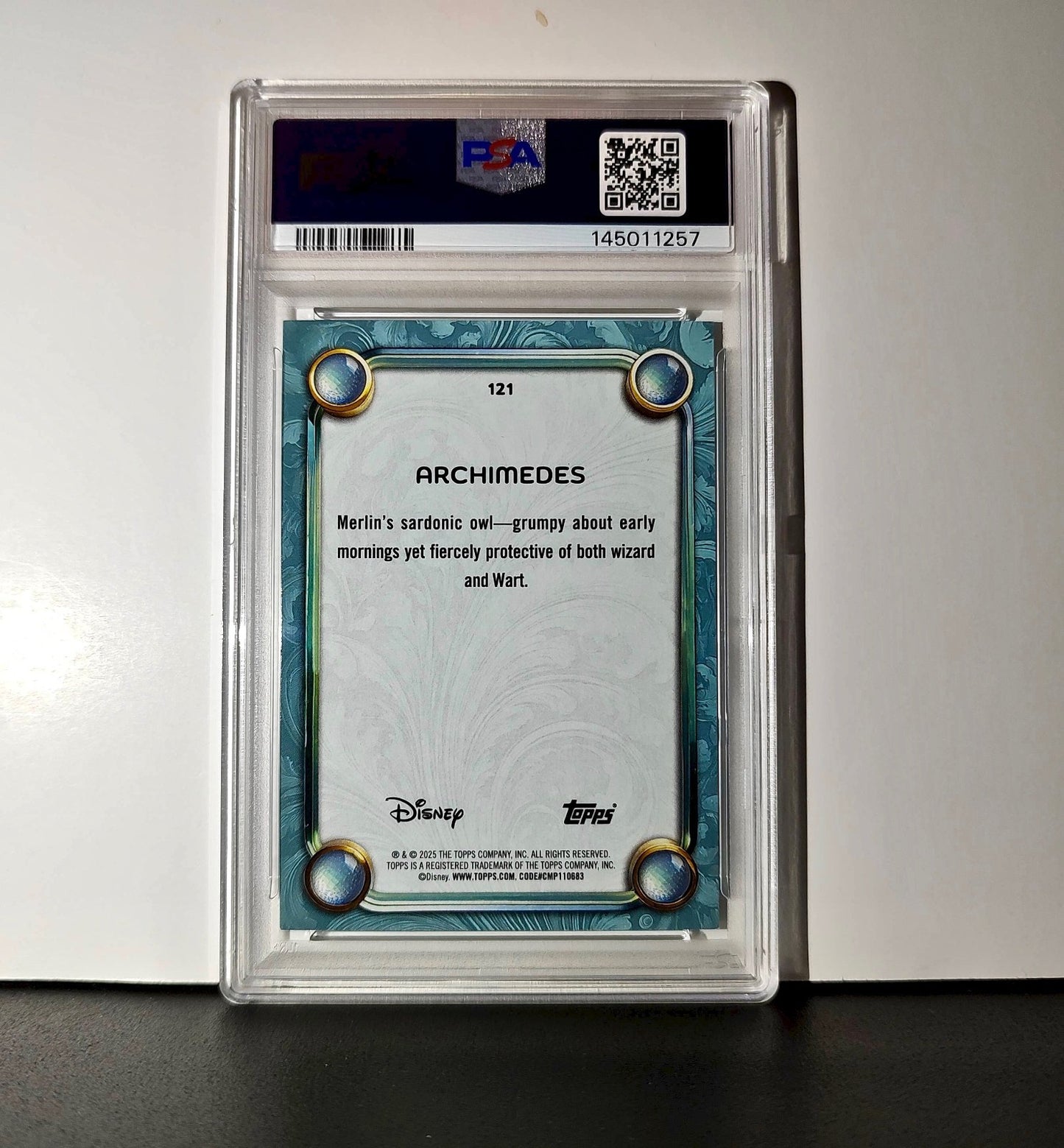 Archimedes 2025 Topps Disney #121 Diamond Card The Sword in the Stone PSA 8