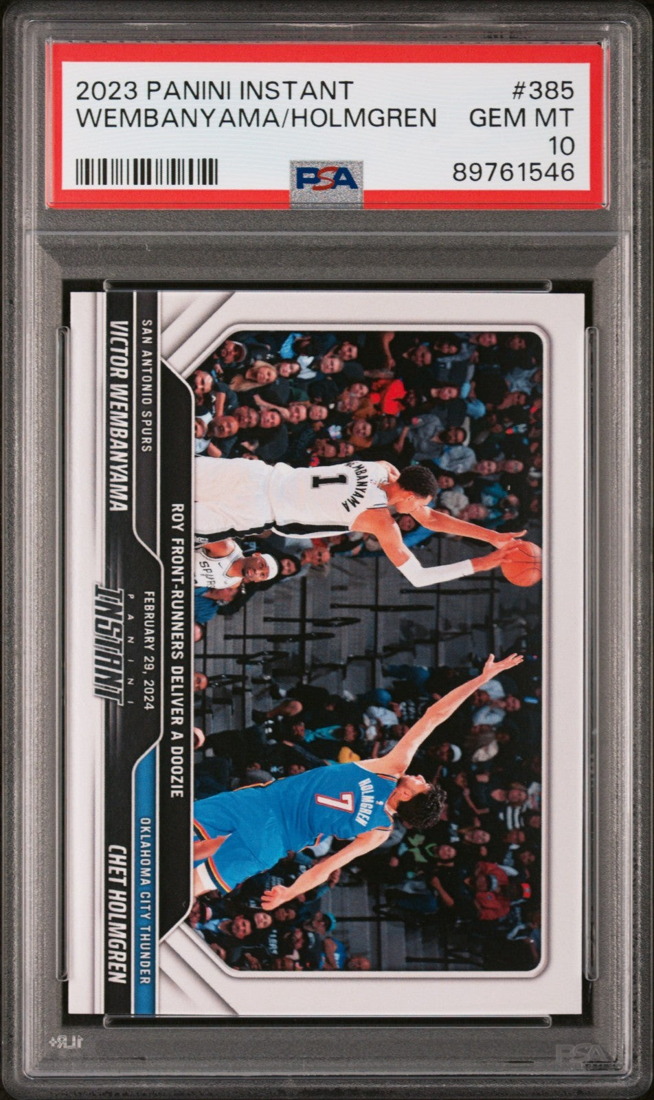 Victor Wembanyama / Chet Holmgren 2023-24 Panini #385 NBA Card 1 of 2783 PSA 10