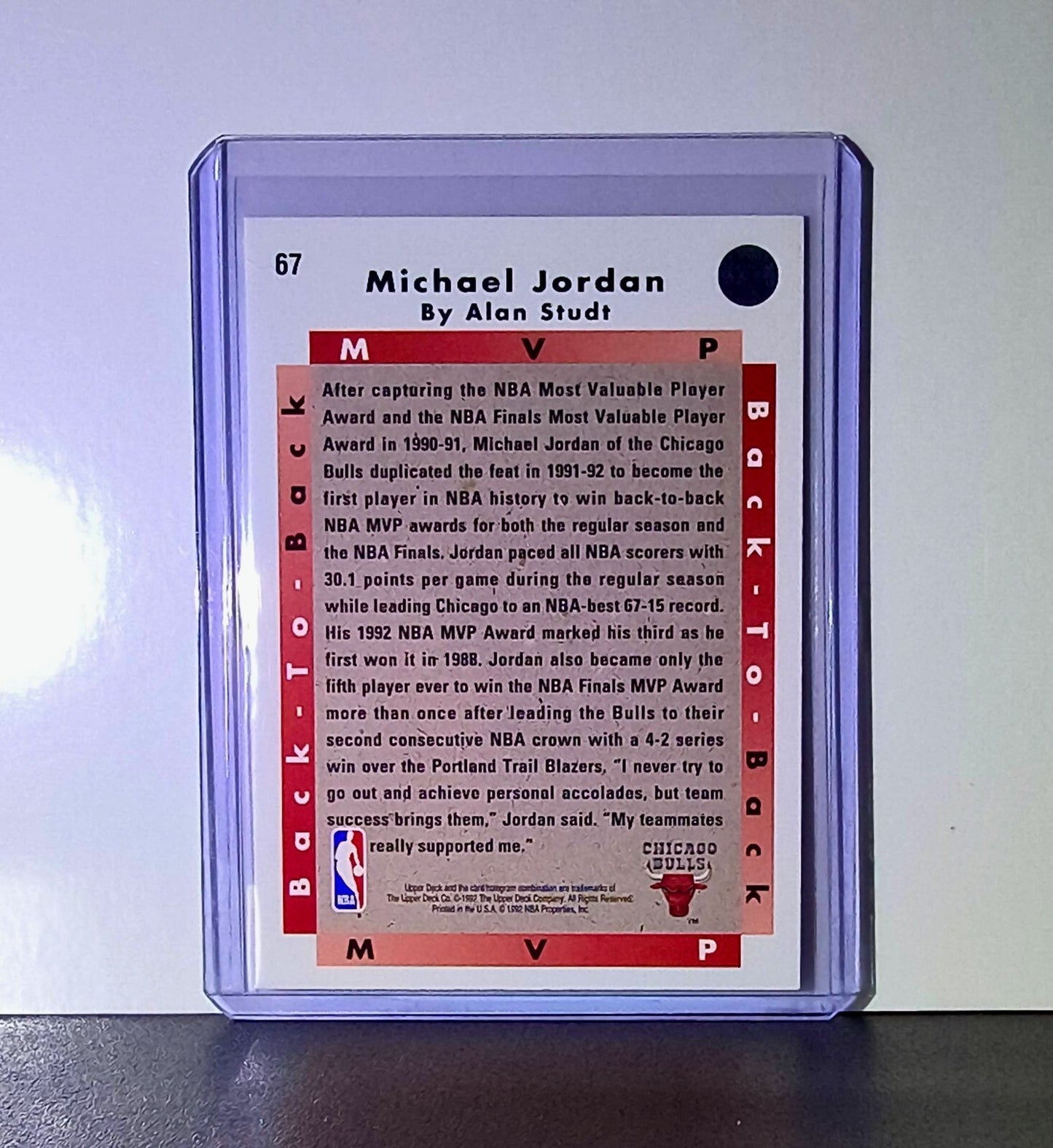 Michael Jordan 1992-93 Upper Deck Back to Back MVP Basketball Card Chicago Bulls