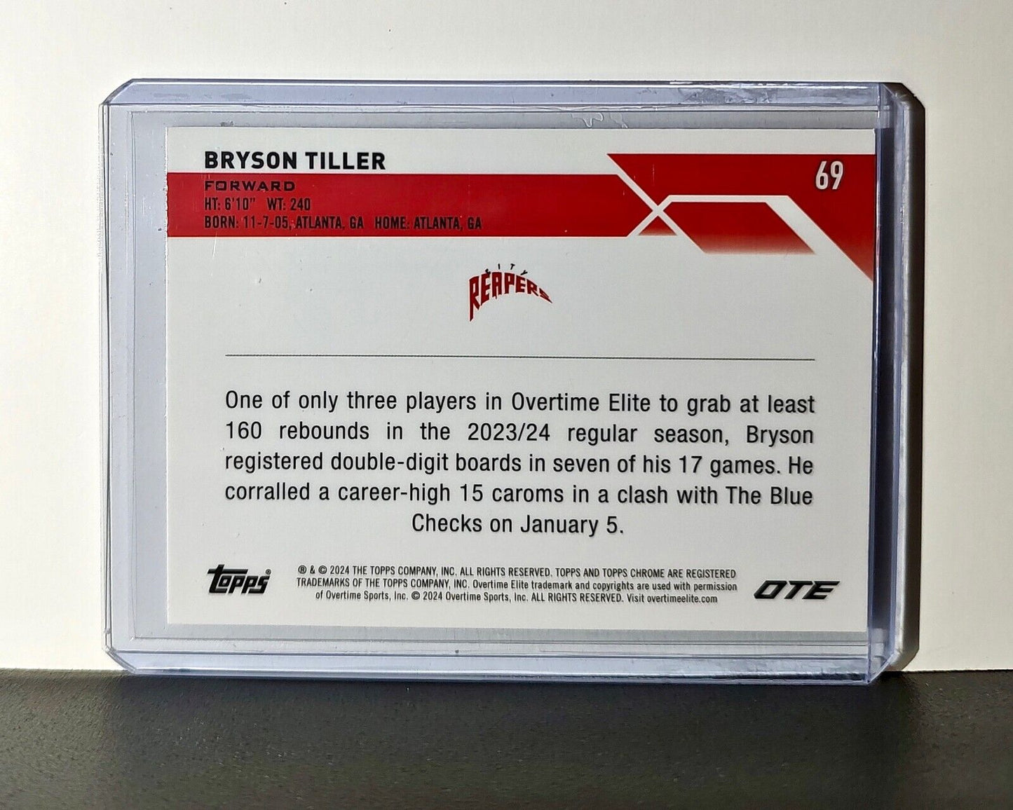 Bryson Tiller 2023-24 Topps Chrome Overtime #69 Card City Reapers