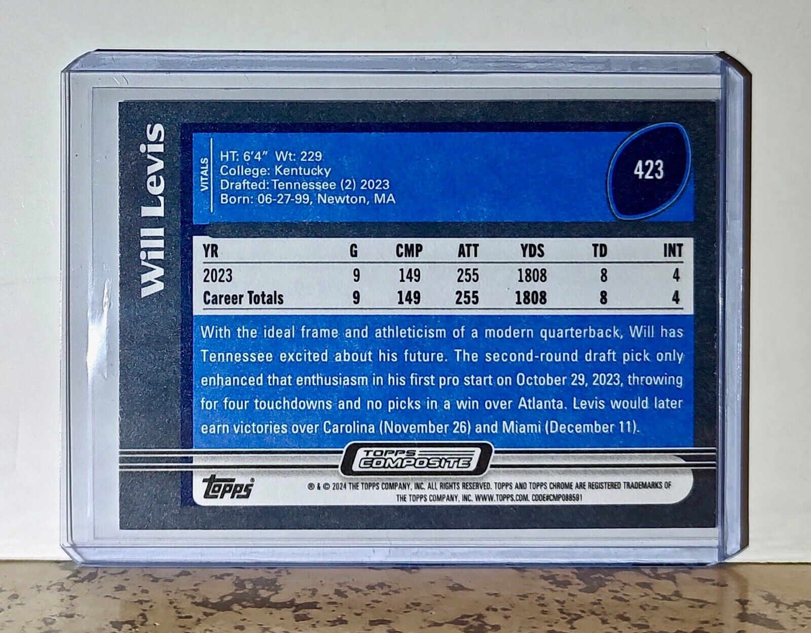 Will Levis 2023 Topps Rookie NFL #423 Football Card Tennessee Titans