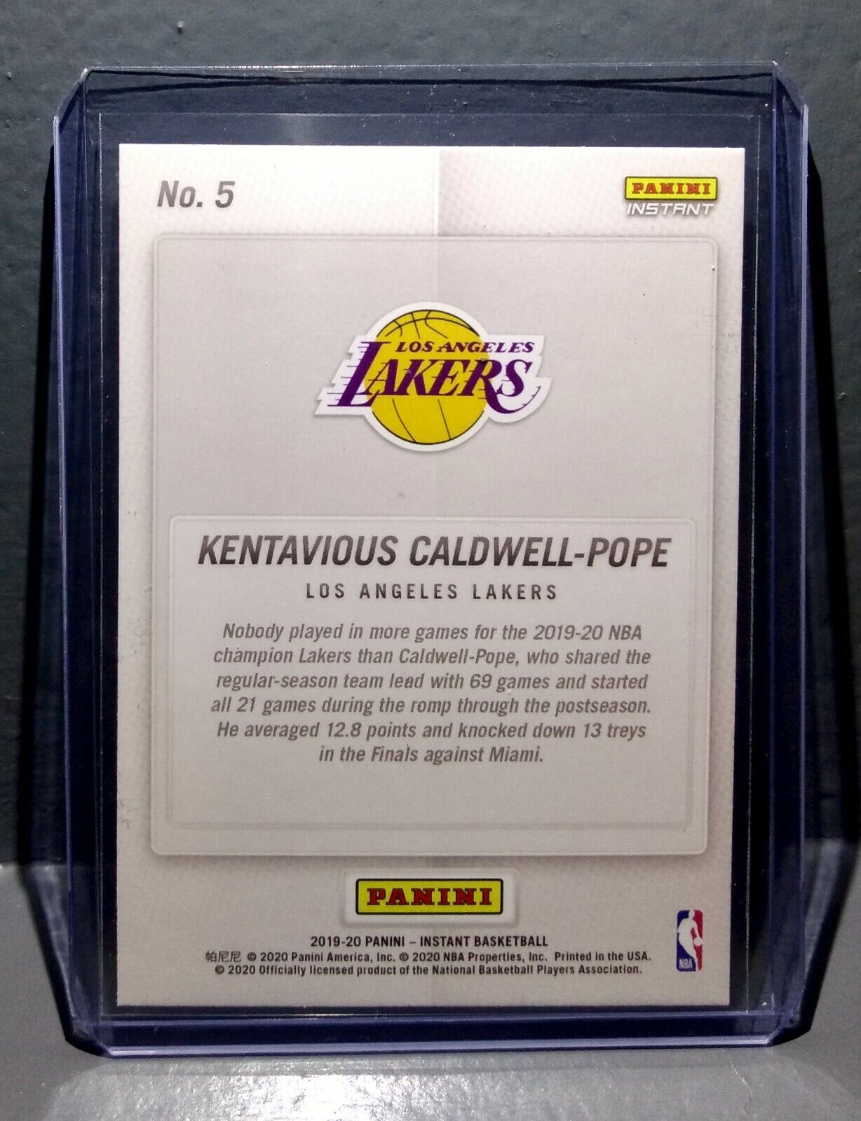 Kentavious Caldwell-Pope 2020 Panini LA Lakers NBA Champions #5 Basketball Card