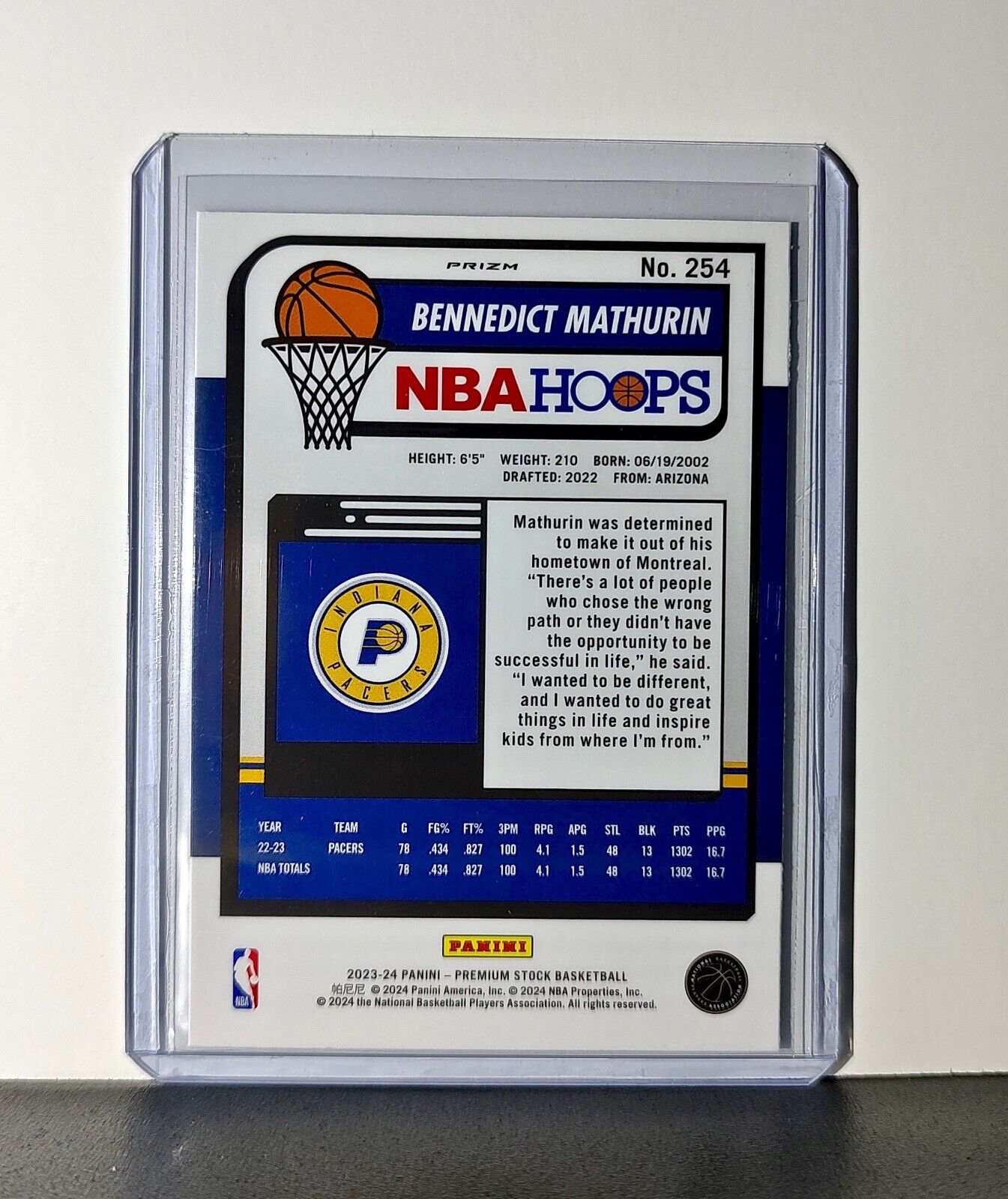 Bennedict Mathurin 2023-24 Panini Premium NBA Hoops #254 Pulsar Prizm Pacers