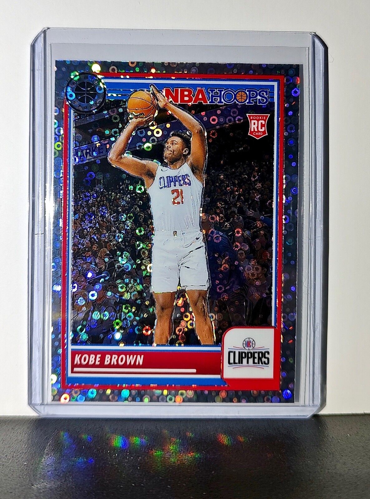 Kobe Brown 2023-24 Panini Premium NBA Hoops #55 Disco Prizm Rookie Card Clippers