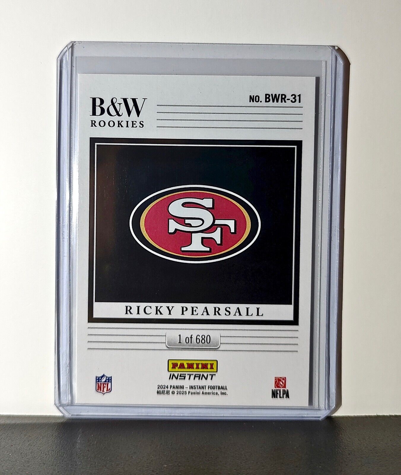 Ricky Pearsall 2024 Panini NFL #31 Black & White Rookies Card 49ers 1 of 680