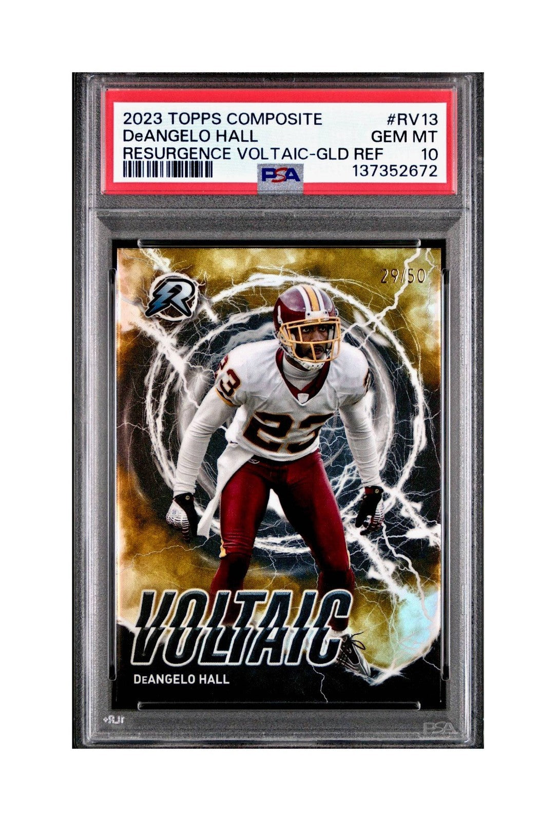 DeAngelo Hall 2023 Topps Resurgence Voltaic 29/50 Gold Power Surge PSA 10 Gem