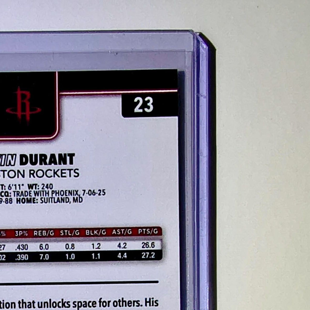 Kevin Durant 2025-26 NBA Topps Chrome Update #23 Basketball Card Houston Rockets