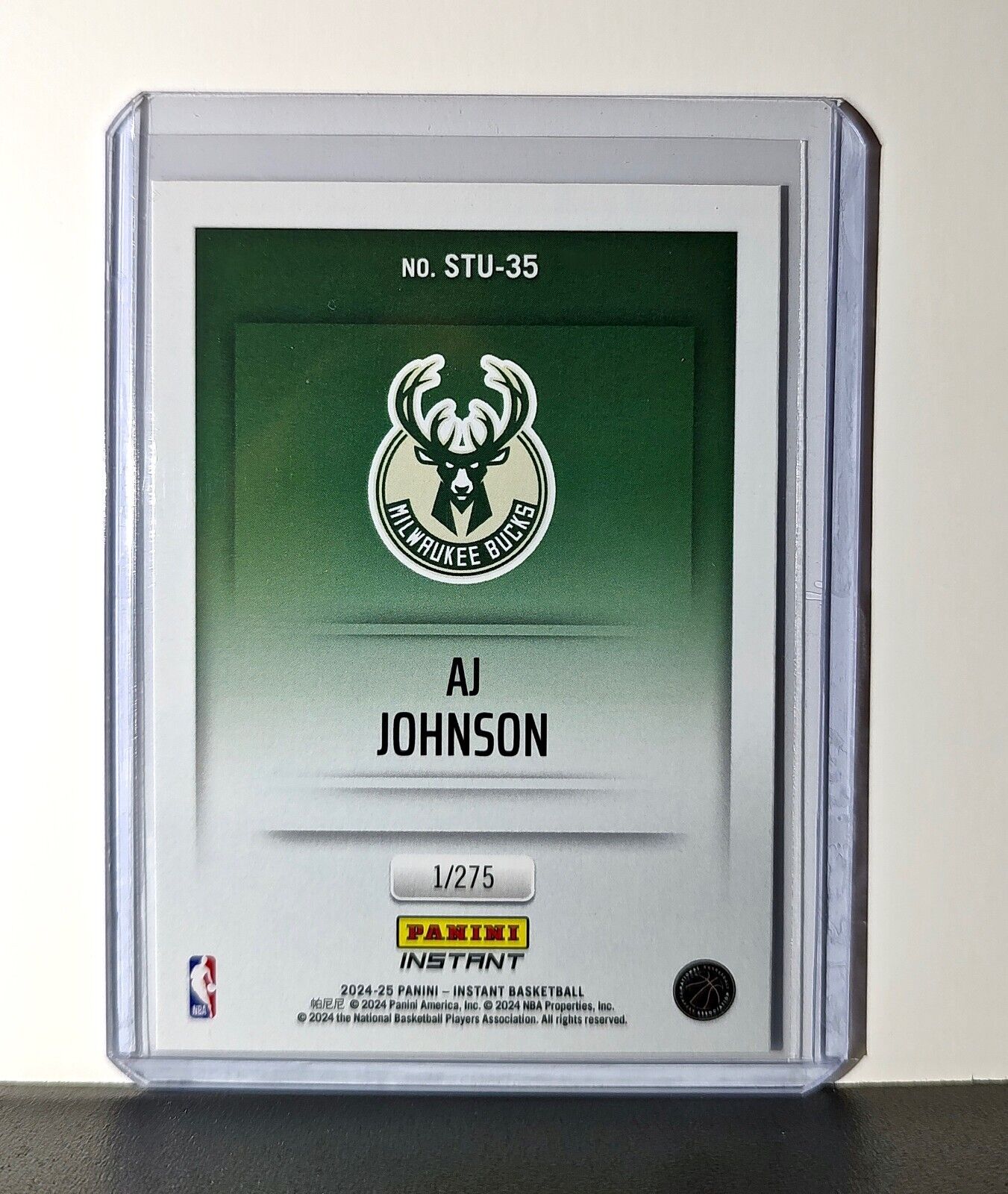 AJ Johnson 2024-25 Panini NBA Studio #35 Rookie Card Milwaukee Bucks 1/275