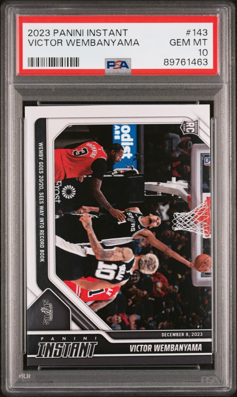 Victor Wembanyama 2023-24 Panini #143 NBA Rookie Basketball Card PSA 10 Gem Mint