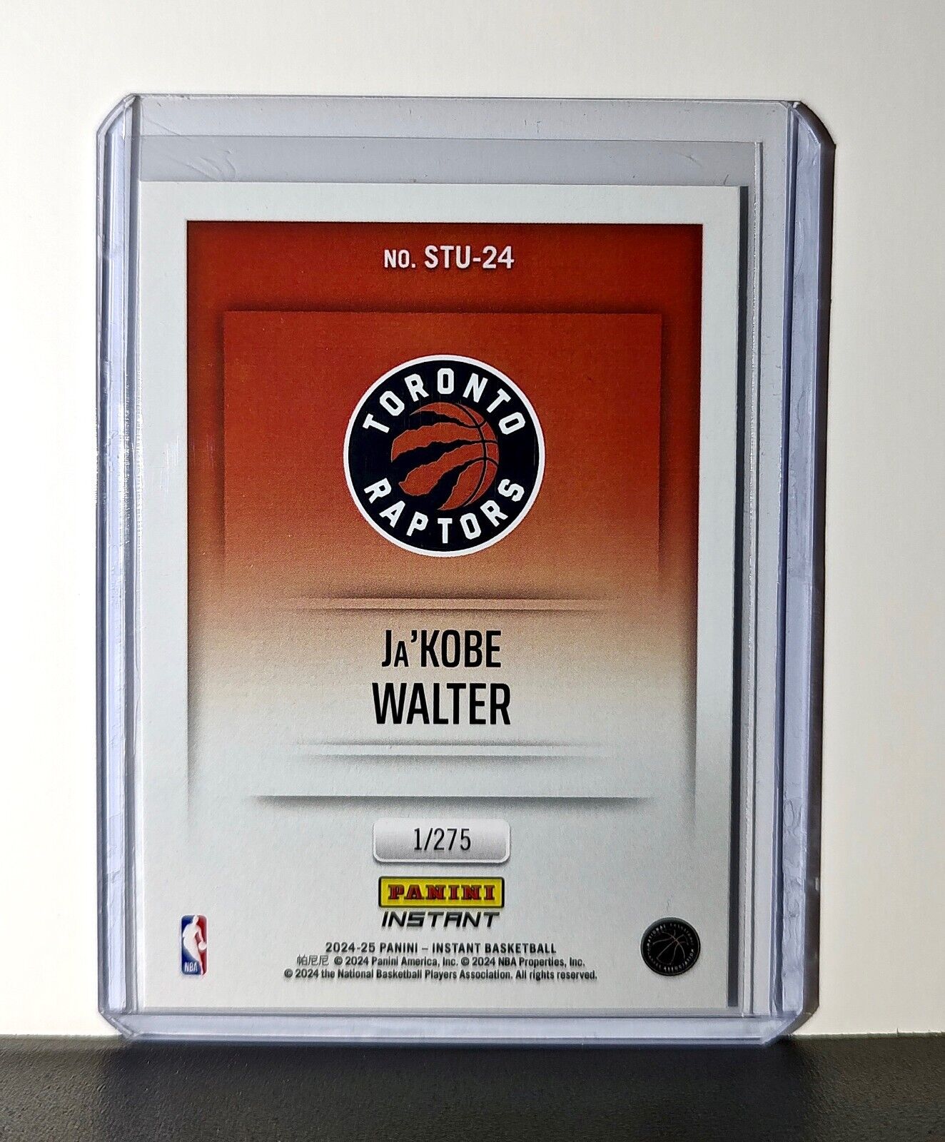 Ja'Kobe Walter 2024-25 Panini NBA Studio #24 Rookie Card Toronto Raptors 1/275