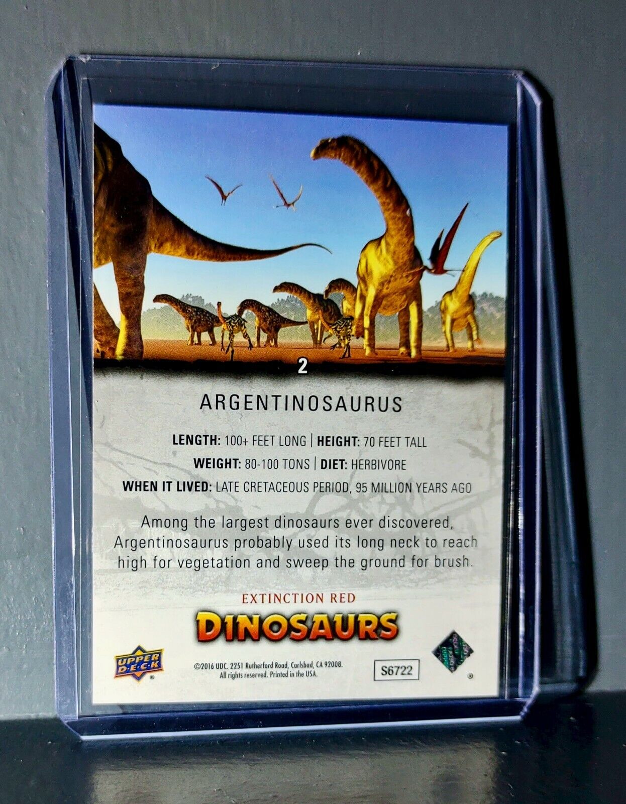 2015 Upper Deck Dinosaurs Argentinosaurus Extinction Red Parallel #2 Card