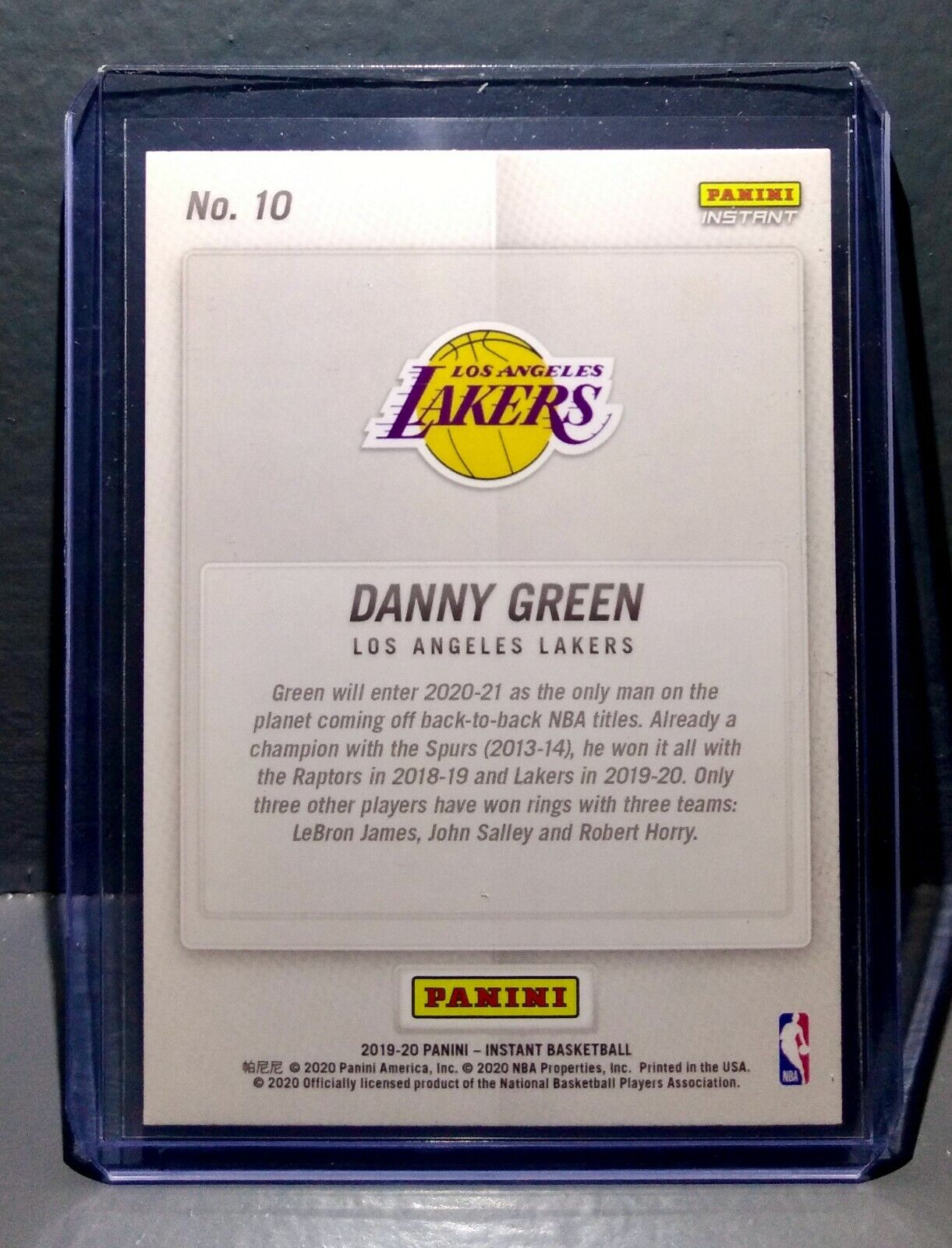 Danny Green 2020 Panini LA Lakers NBA Champions #10 Basketball Card