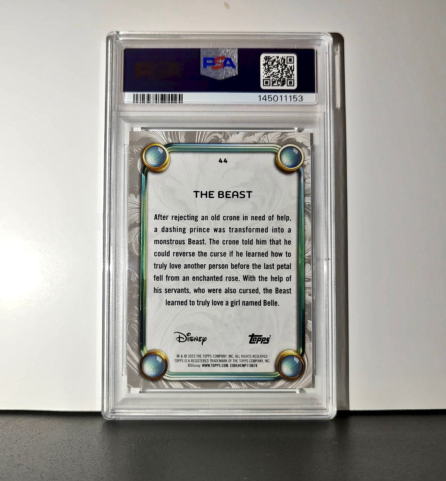 The Beast 2025 Topps Disney #44 Winter Variant Card Beauty and the Beast PSA 8