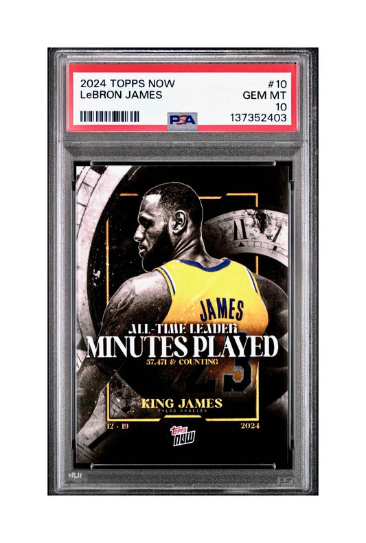 LeBron James 2024 Topps Now #10 All-Time Leader Minutes Played PSA 10 Gem Mint