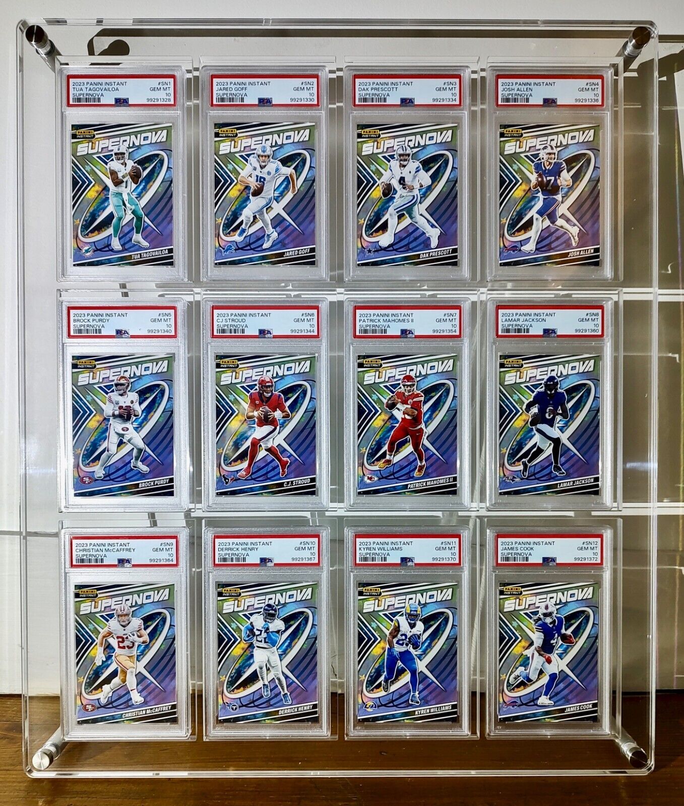 2023 Panini Supernova NFL Complete 24 Card Football Set PSA 10 Gem & Display