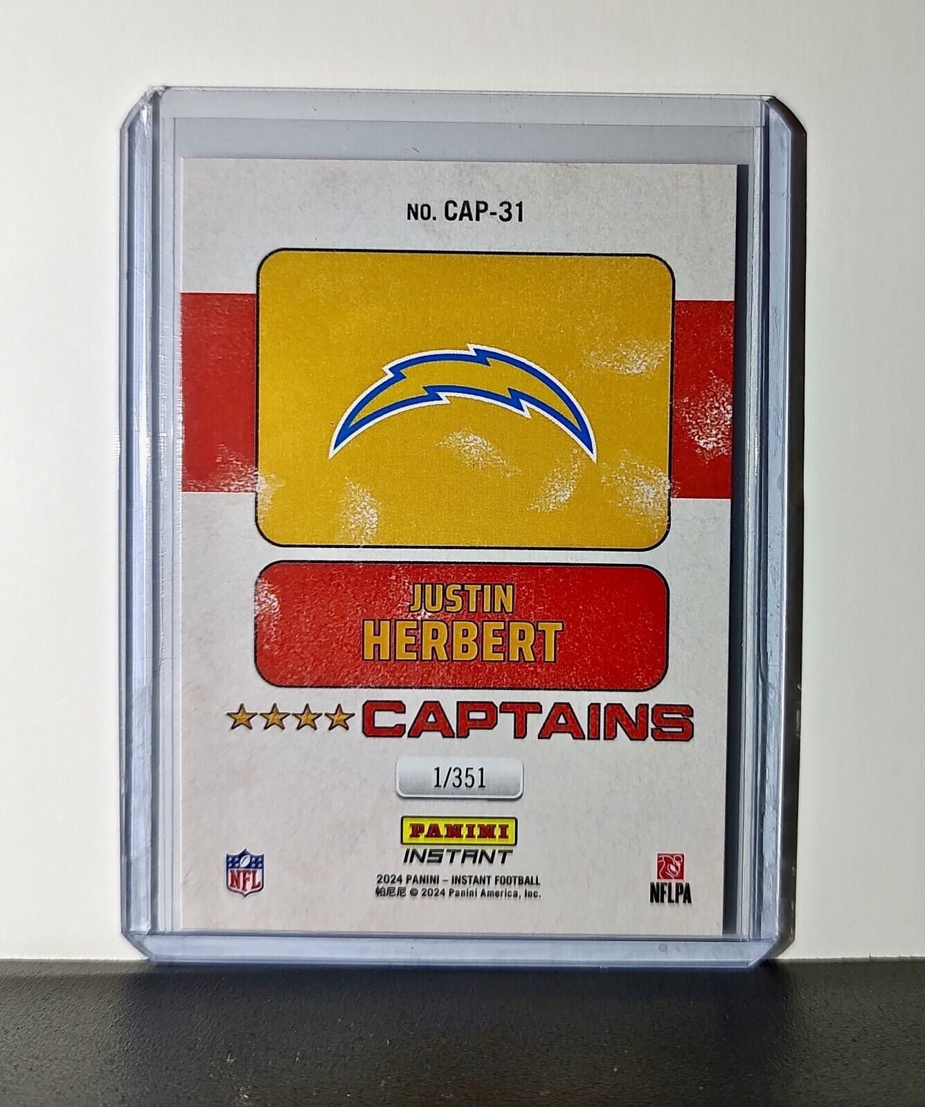 Justin Herbert 2024 Panini Captains NFL #31 Card Los Angeles Chargers 1/351