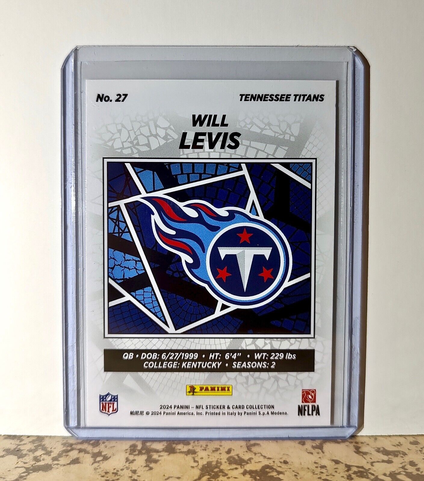 Will Levis 2024 Panini NFL #27 Sticker Card Tennessee Titans