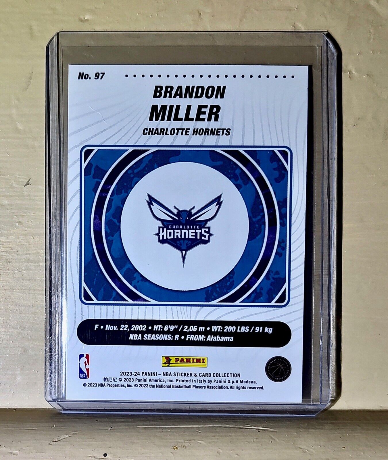 Brandon Miller 2023-24 Panini NBA Basketball #97 Rookie Card Charlotte Hornets